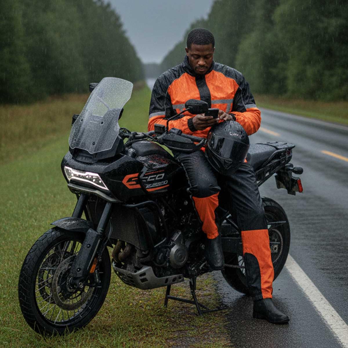 Milwaukee Leather back view highlighting reflective tape across shoulders and lower back for night visibility