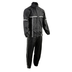 Milwaukee Leather front view of rain suit showing fit and coverage benefit