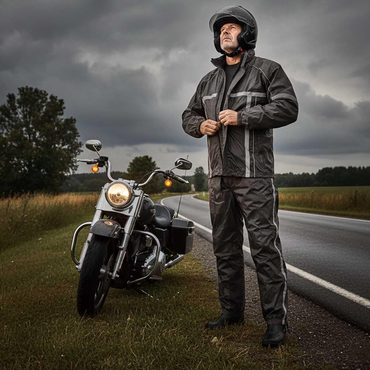 Milwaukee Leather reflective piping detail improving night-time visibility