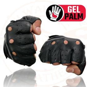 Milwaukee Leather glove beside ruler showing X-Large scale and sizing clarity