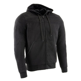 Milwaukee Leather front view showing hoodie fit and protective design benefits