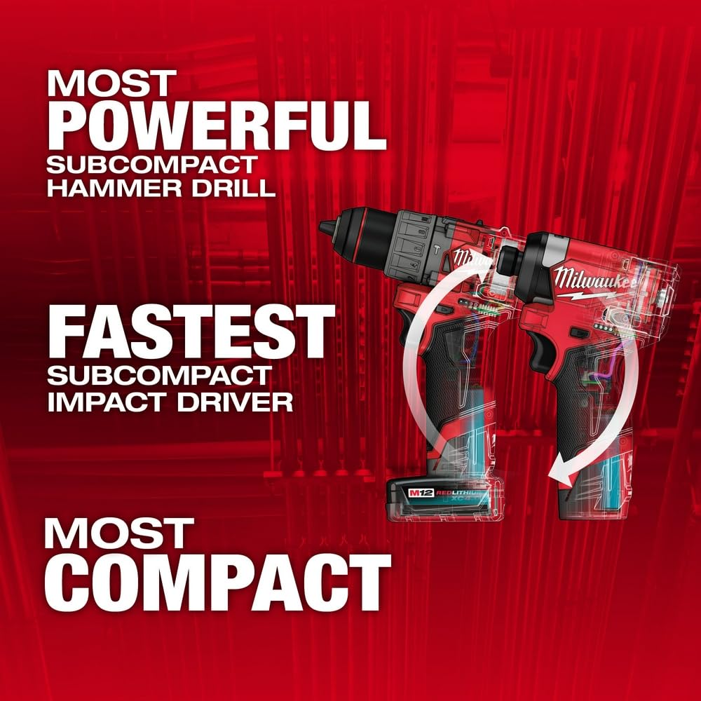 Milwaukee M12 FUEL hammer drill chuck close-up showing precise bit retention