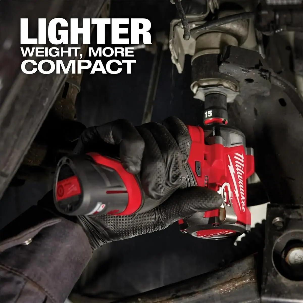 Milwaukee M12 held in hand for scale showing comfortable, portable benefit
