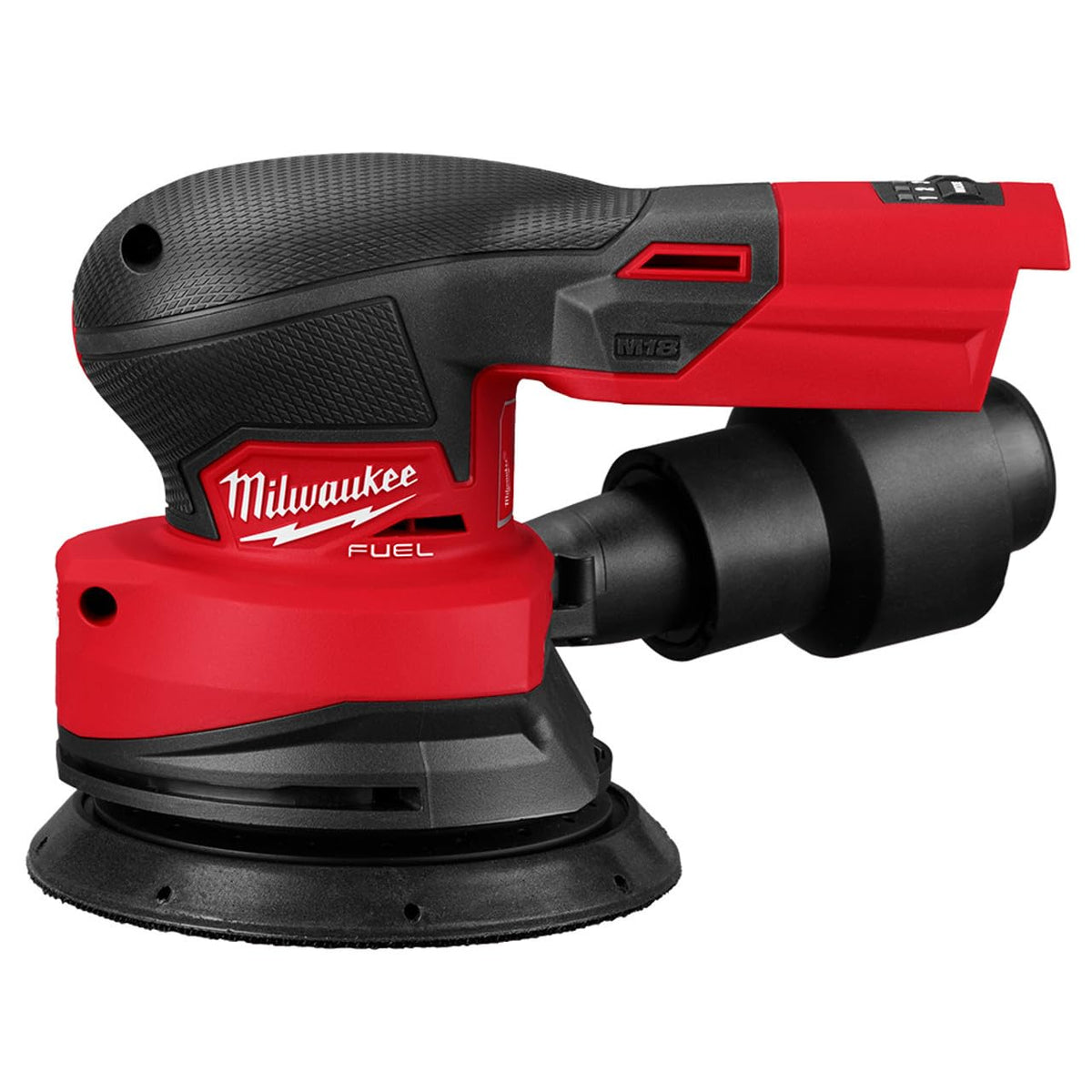 Milwaukee M18 FUEL sander front view showing tool balance and control