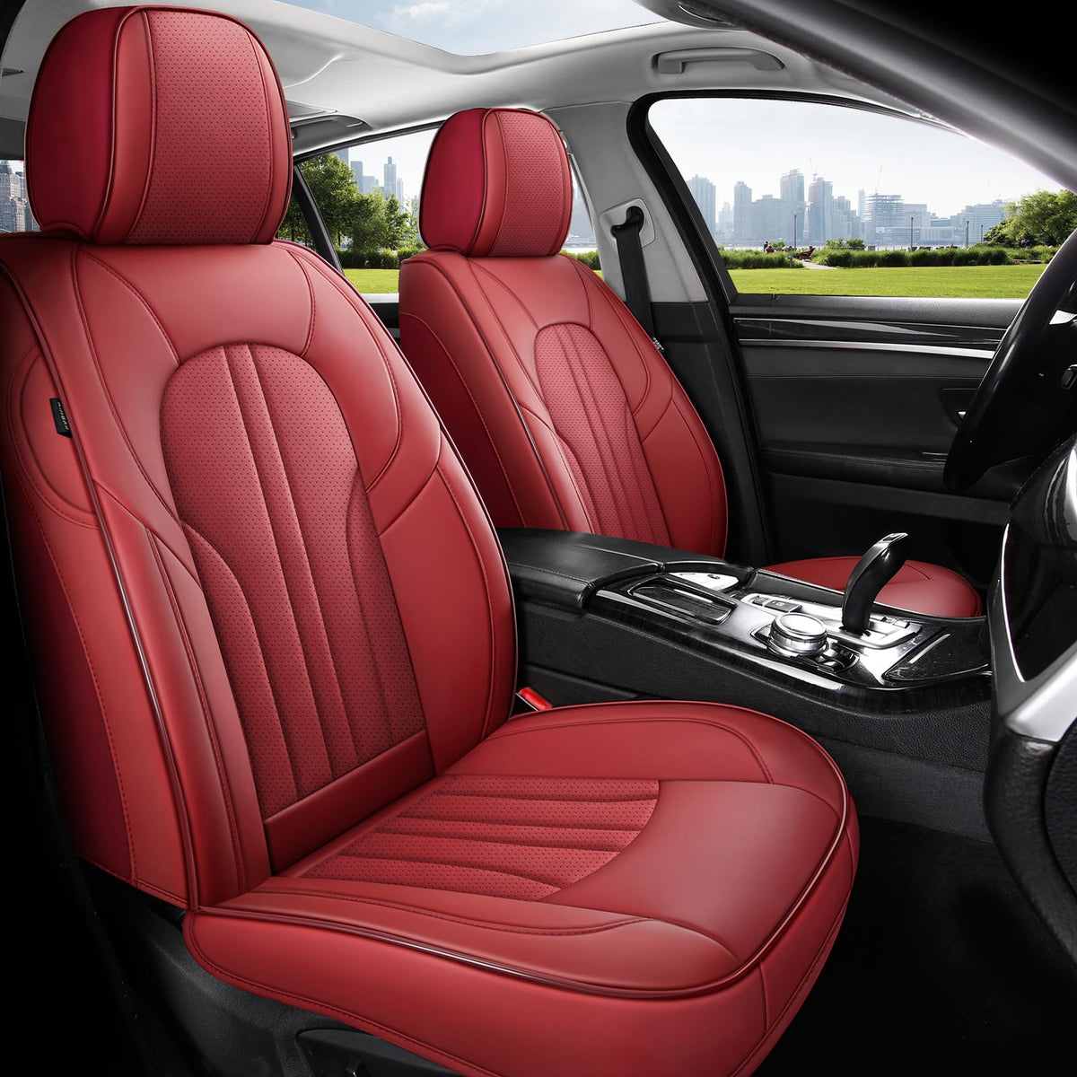 MINGBRON full rear seat covers installed showing cohesive interior styling