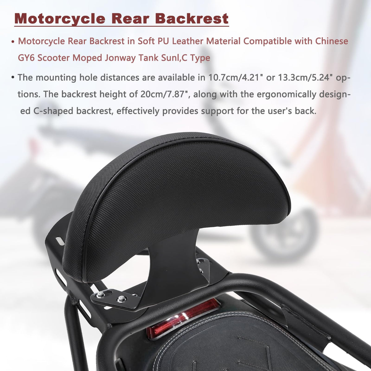 Minho backrest mounted on scooter demonstrating improved passenger stability