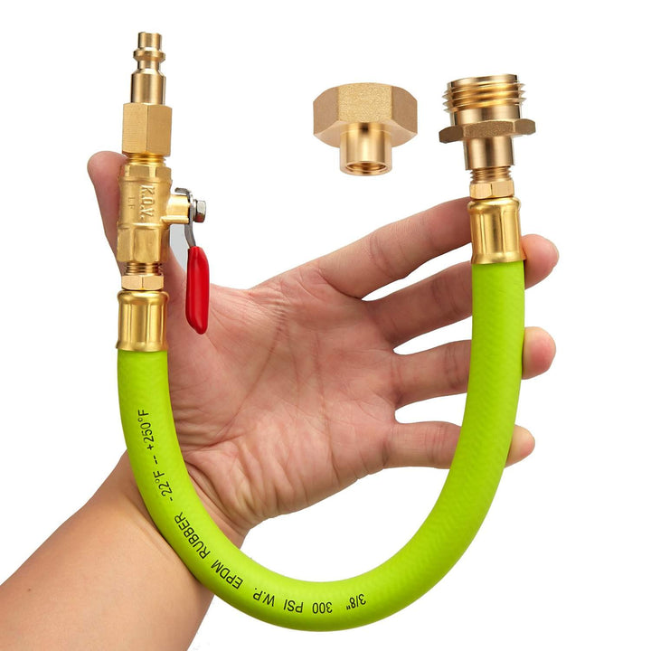 Minimprover front view of adapter showing durable lead-free brass for safe winterizing