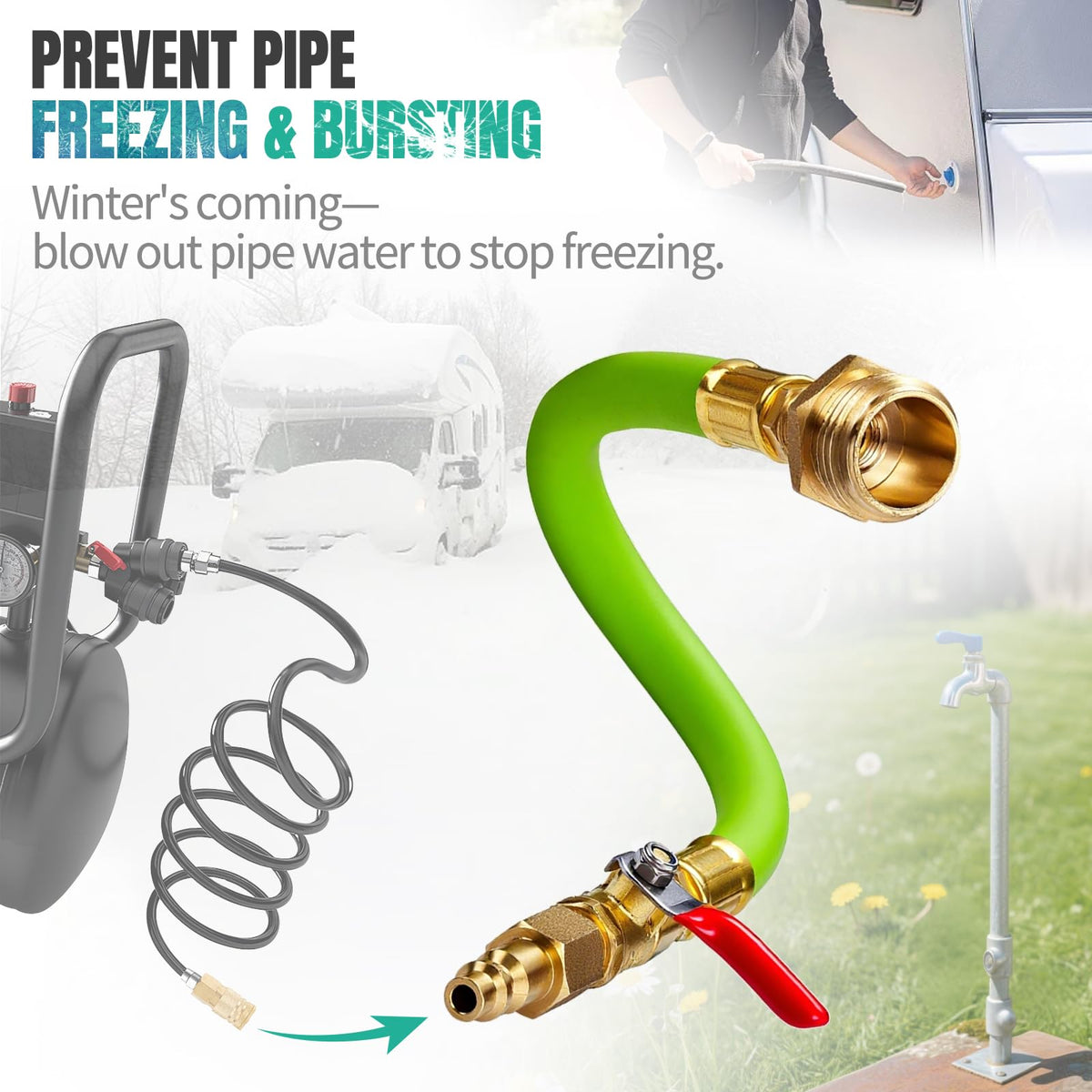 Minimprover valve and quick-connect close-up showing controlled airflow benefit