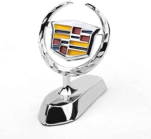 Mioteila Cadillac hood emblem front view showing polished chrome and instant luxury