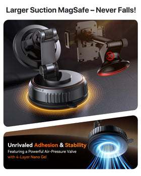 Miracase oversized suction base close-up showing strong vacuum grip benefit