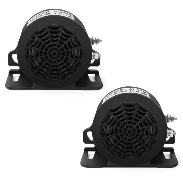 MIRKOO front view of two-piece alarm showing durable housing and model label, reliable warning