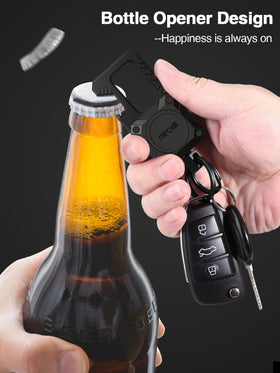 Miroddi keychain used as bottle opener showing convenience benefit