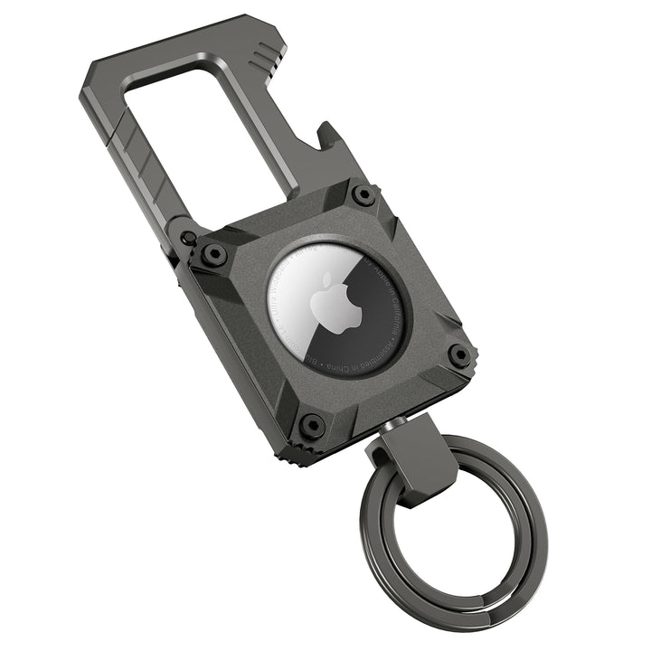 Miroddi gunmetal keychain front view showing polished finish and compact design benefit: stylish durability