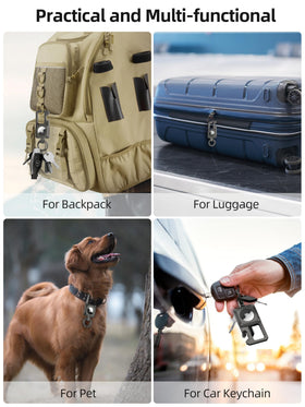 Miroddi keychain attached to backpack in outdoors scene showing weather resistance benefit: rugged everyday carry