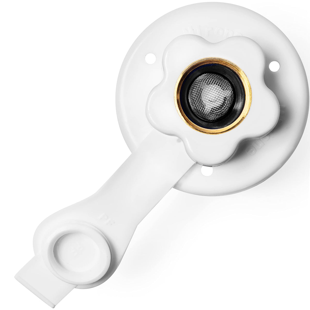Mirone brass flange front view showing durable finish and easy hookup