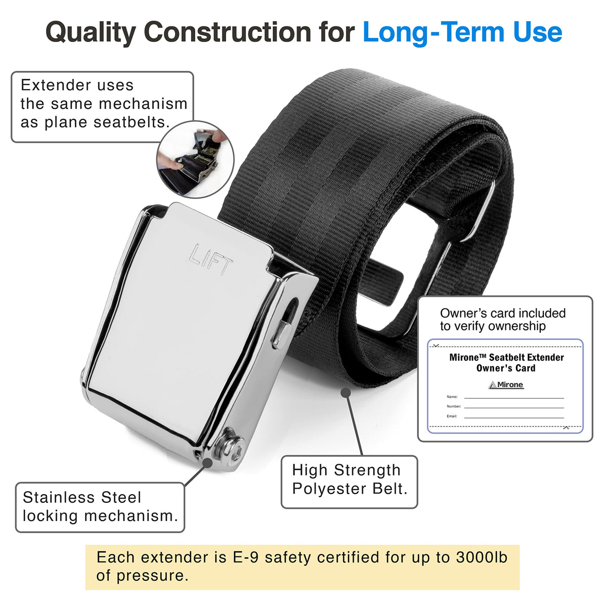 Mirone close-up stainless steel buckle with reliable locking mechanism