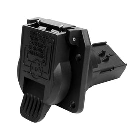 Misakomo front view of 7-way plug showing secure fit and restored towing connection