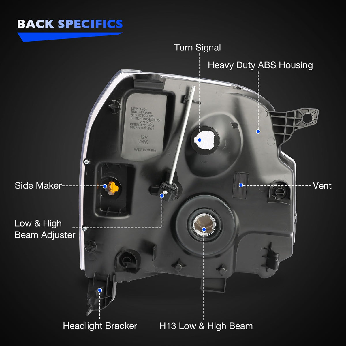 Misakomo bulb socket view showing H13/3157A compatibility and easy replacement