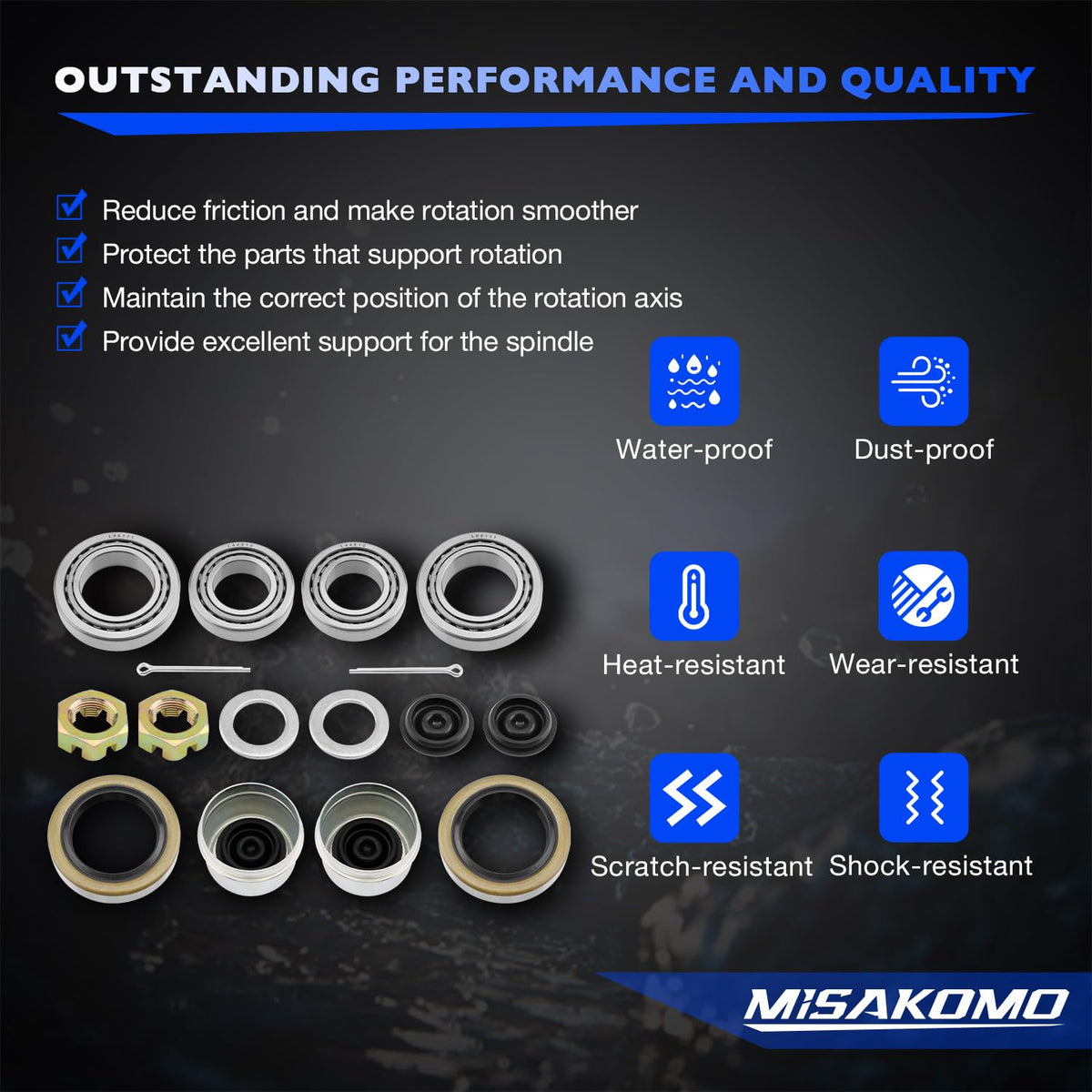 Misakomo grease seal detail demonstrating tight fit and lubricant protection