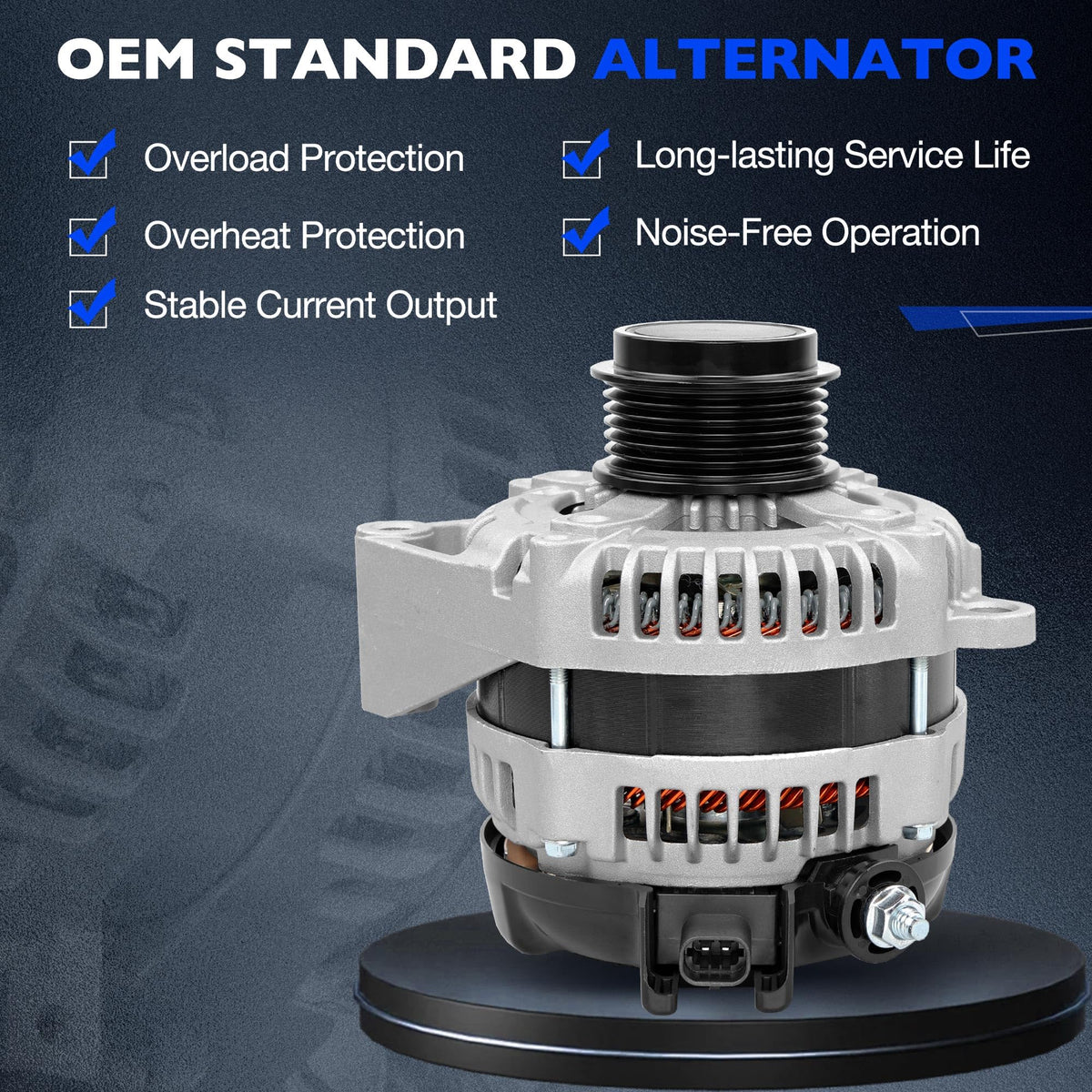 Misakomo alternator beside ruler showing scale for fit verification
