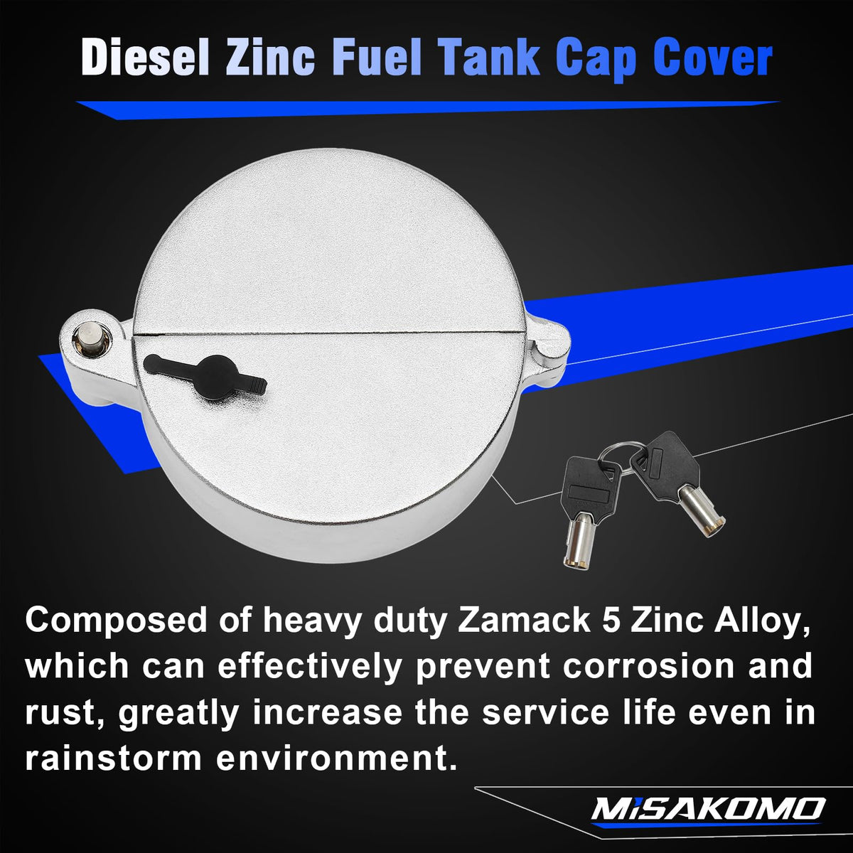 Misakomo zinc-alloy texture detail highlighting corrosion resistance benefit