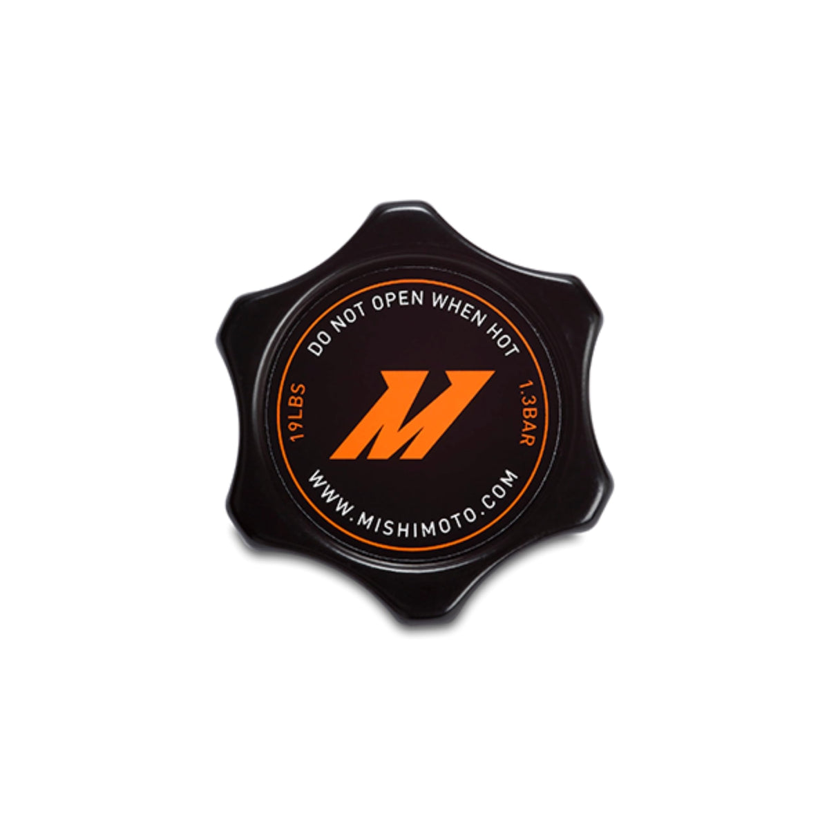 Mishimoto radiator cap front view showing durable finish and fit benefit