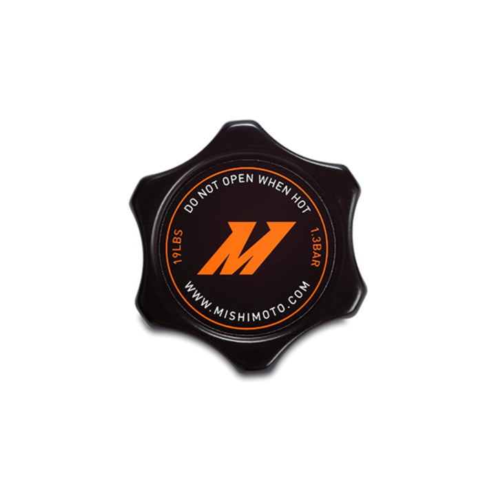 Mishimoto radiator cap front view showing durable finish and fit benefit