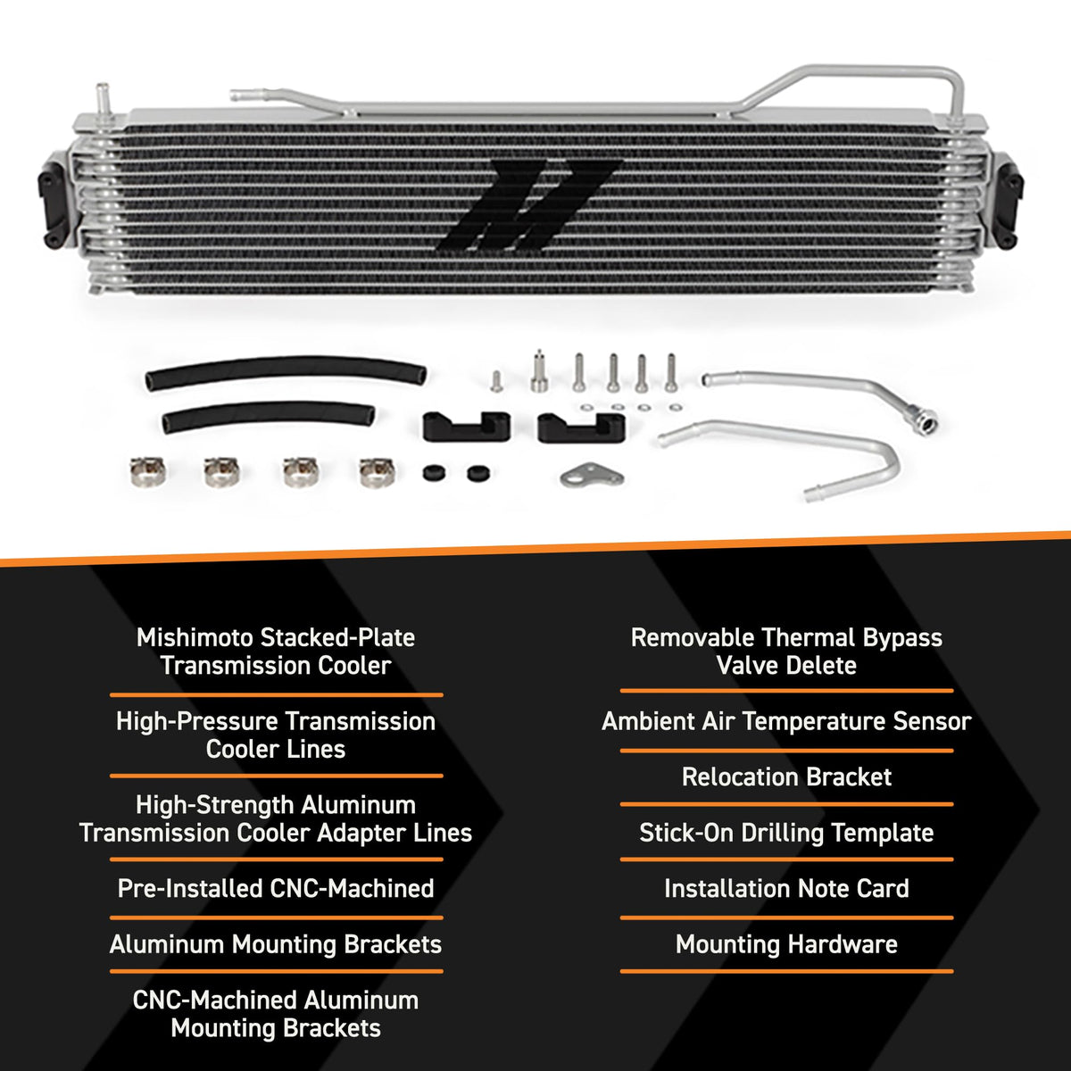 Mishimoto detail of CNC-machined aluminum adapter lines for secure OEM connection