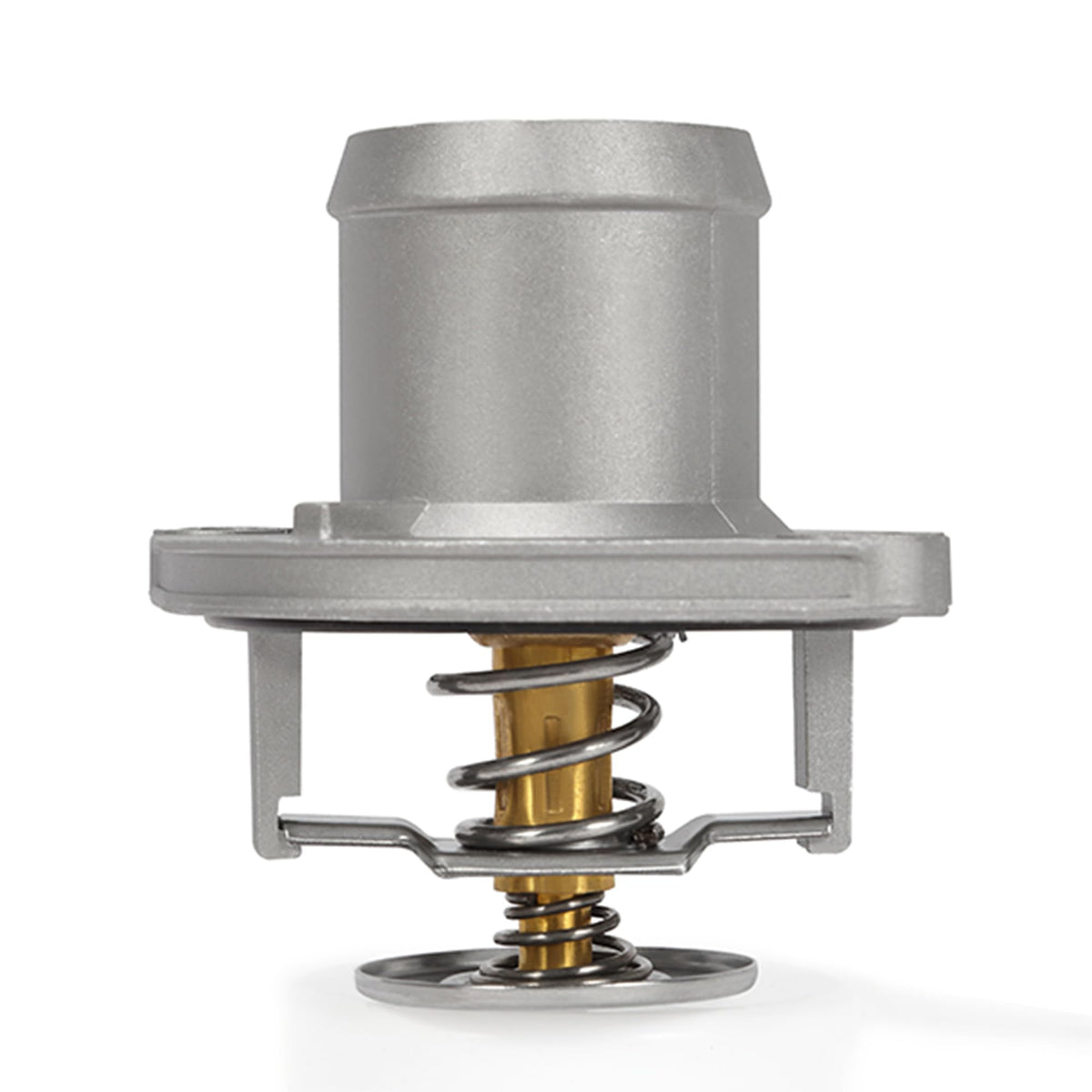 Mishimoto front view assembly showing direct-fit housing and thermostat benefits ease of installation