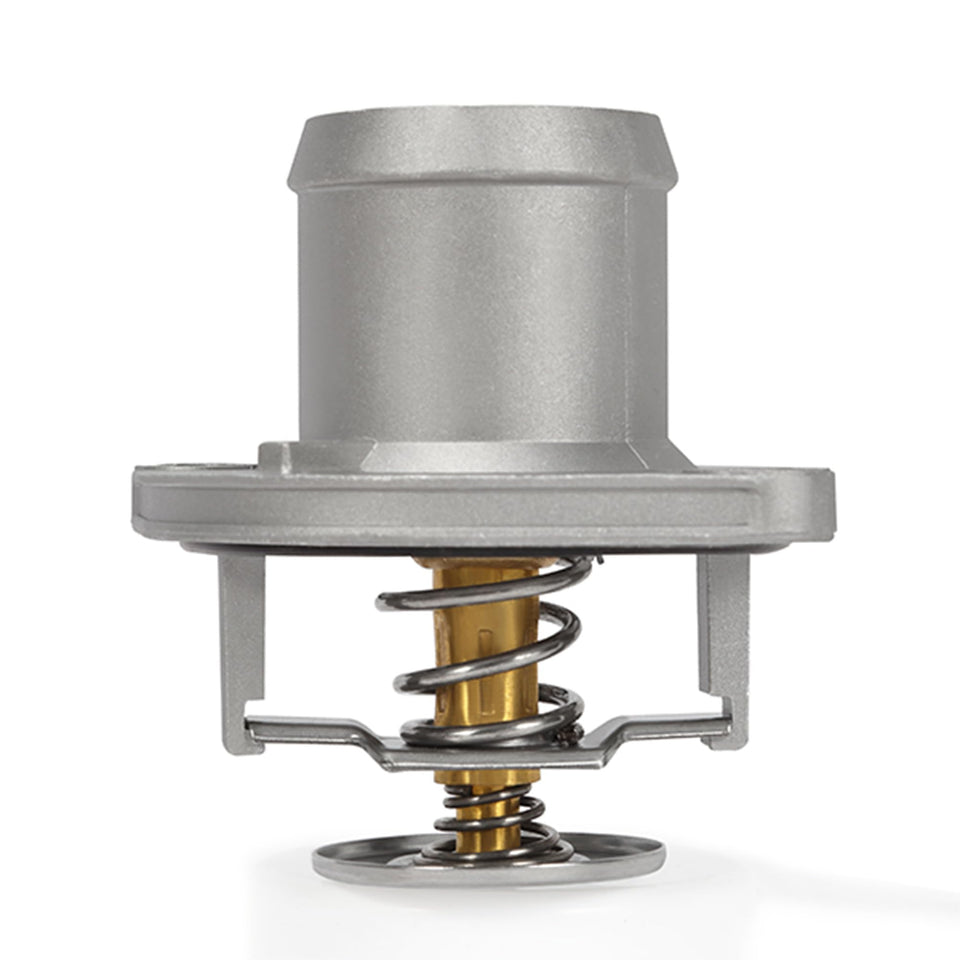 Mishimoto front view assembly showing direct-fit housing and thermostat benefits ease of installation