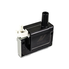 Mishimoto ignition coil connector detail highlighting secure OEM-style plug benefit
