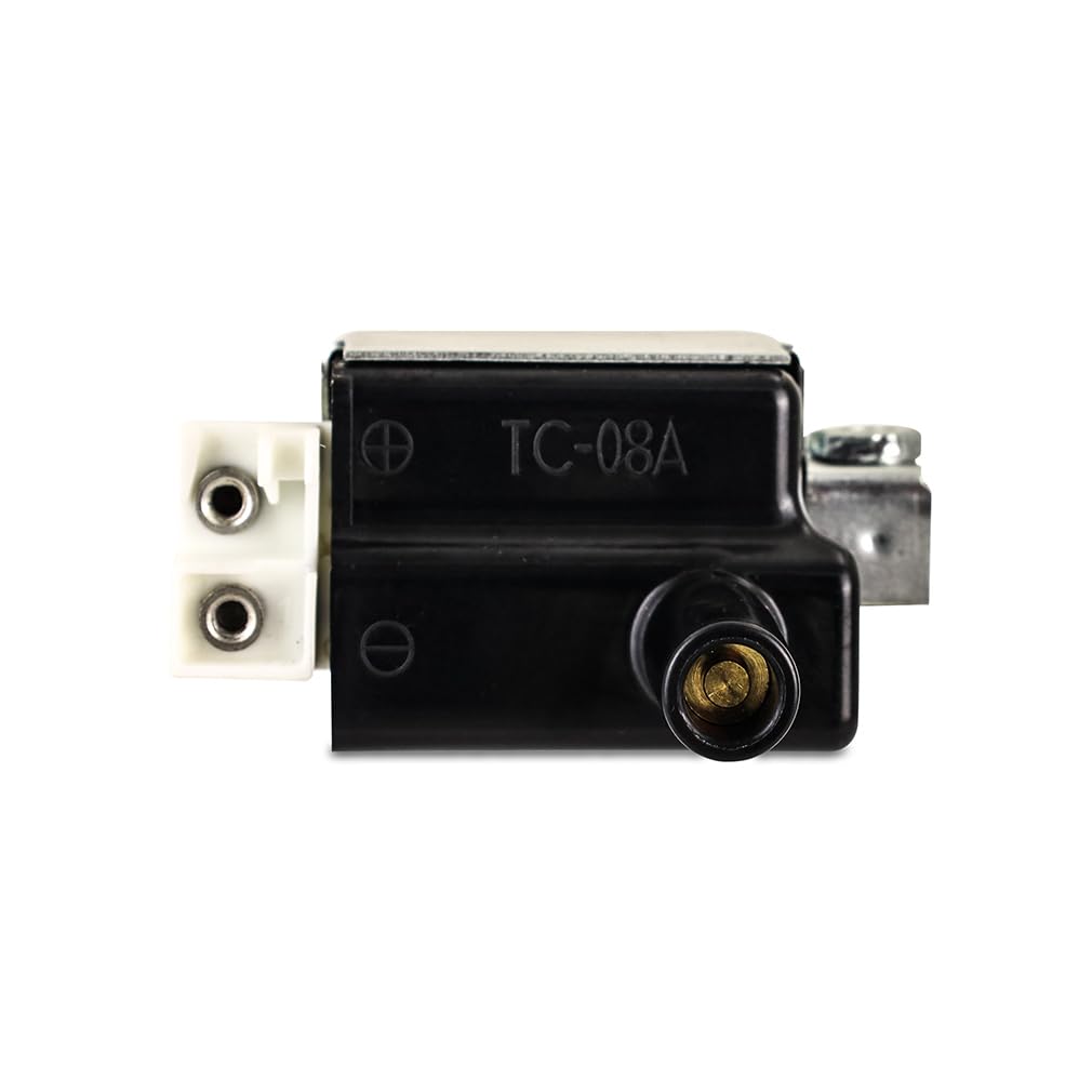 Mishimoto ignition coil size comparison next to ruler showing compact fitment advantage