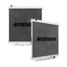Mishimoto front view of radiator showing full-fit and improved cooling