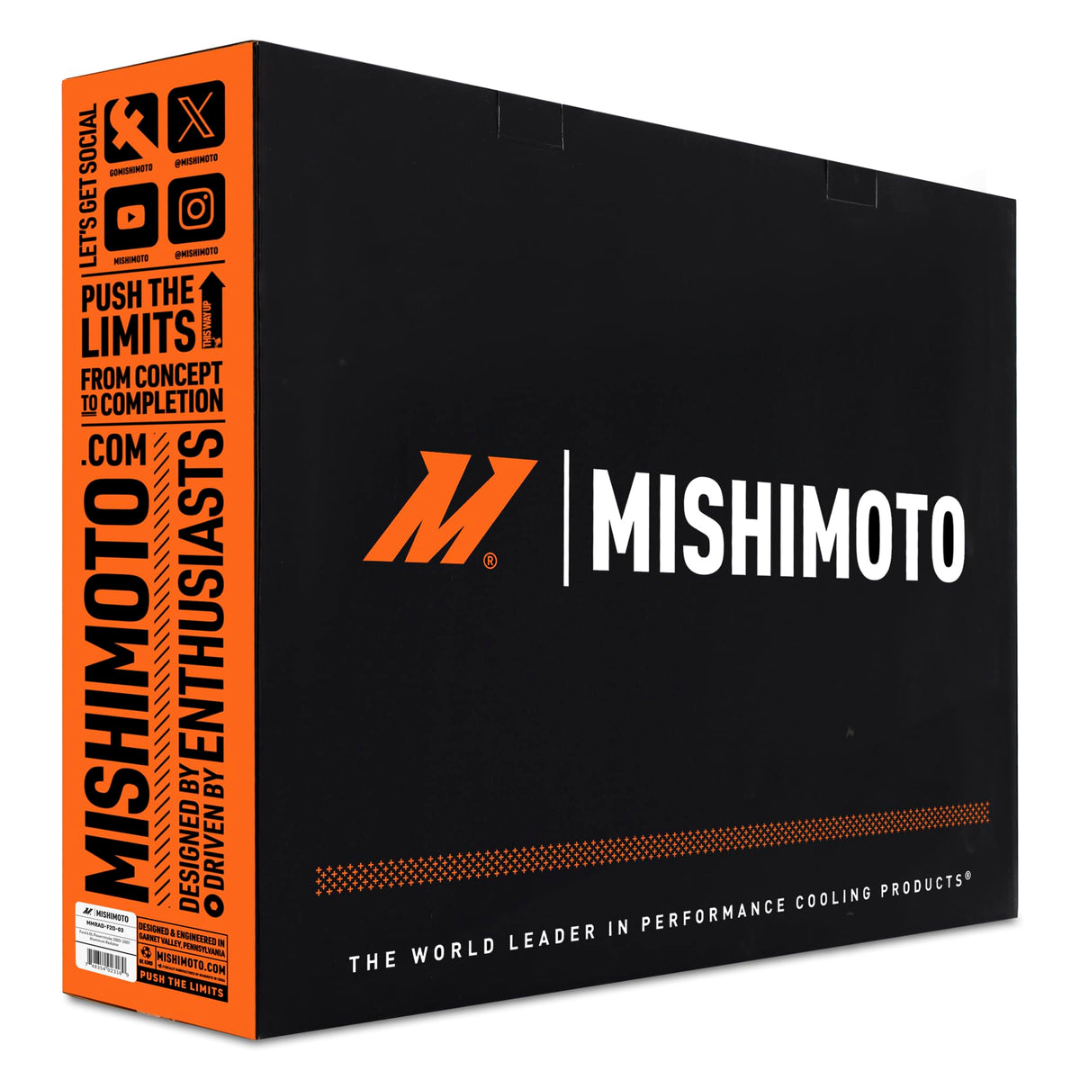 Mishimoto boxed radiator packaging with label for safe shipping