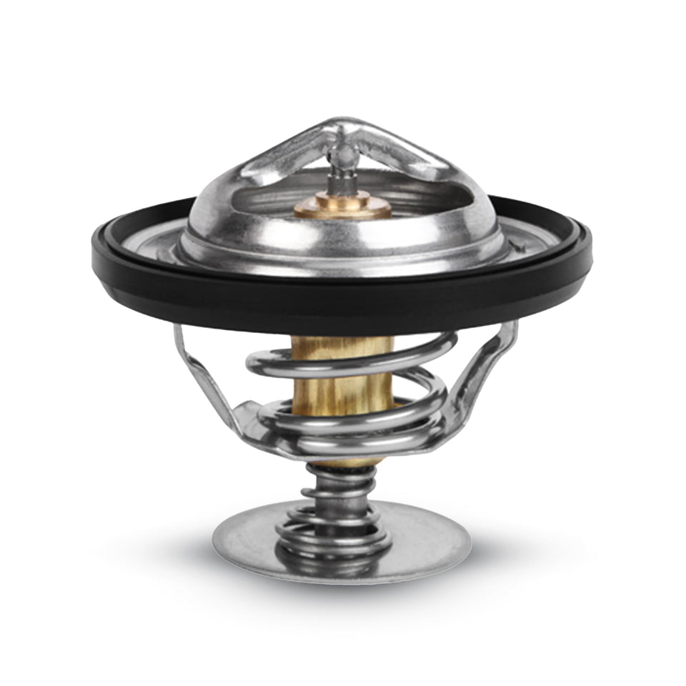Mishimoto front view of racing thermostat showing fitment and benefit of direct-fit replacement