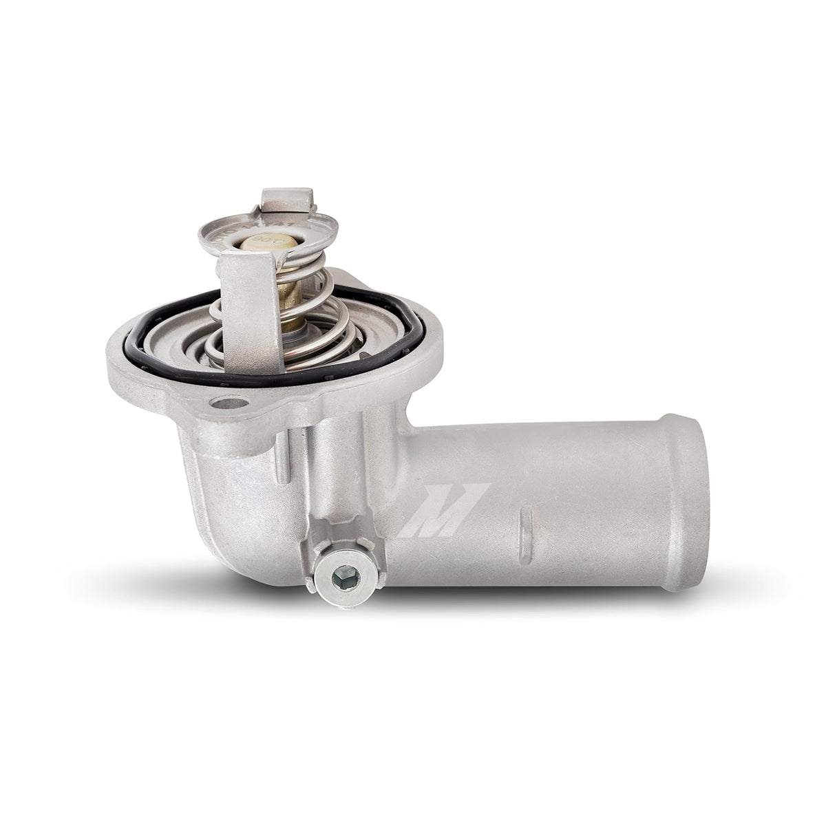 Mishimoto thermostat front view showing durable housing for reliable cooling