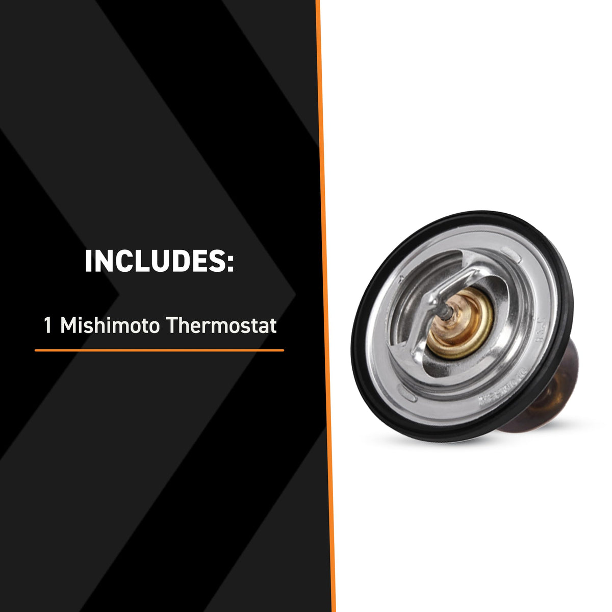 Mishimoto thermostat with packaging and gasket pieces demonstrating ready-to-install convenience