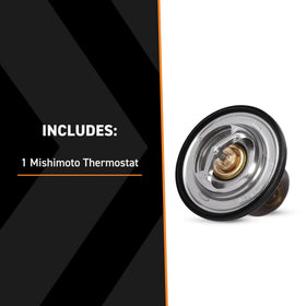Mishimoto thermostat with packaging and gasket pieces demonstrating ready-to-install convenience