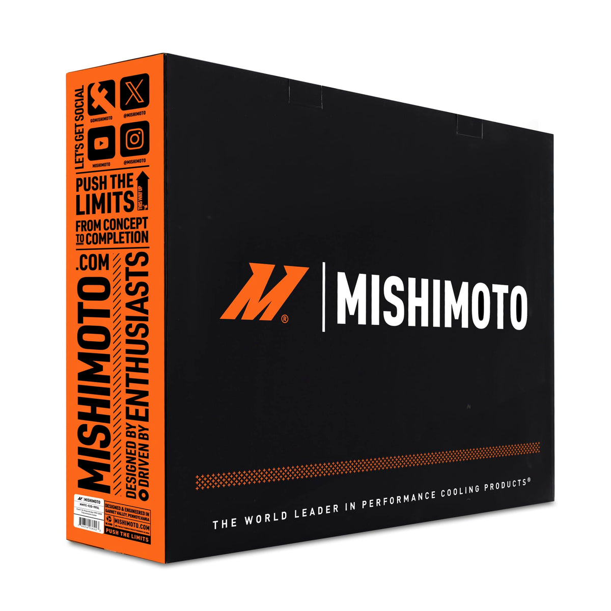 Mishimoto boxed cooler with label showing ready-to-install convenience
