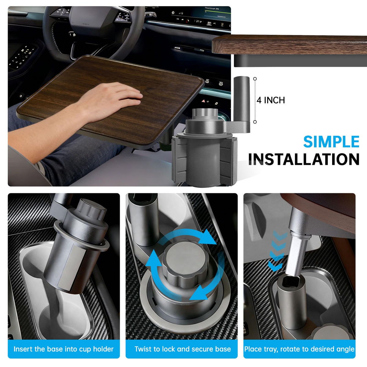 Misoull installed in Tesla front seat providing a stable laptop workspace