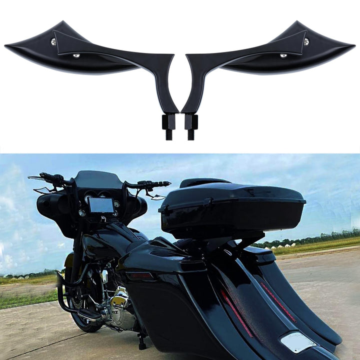 MISS MOLY front view of mirror pair showing sleek black finish and improved visibility
