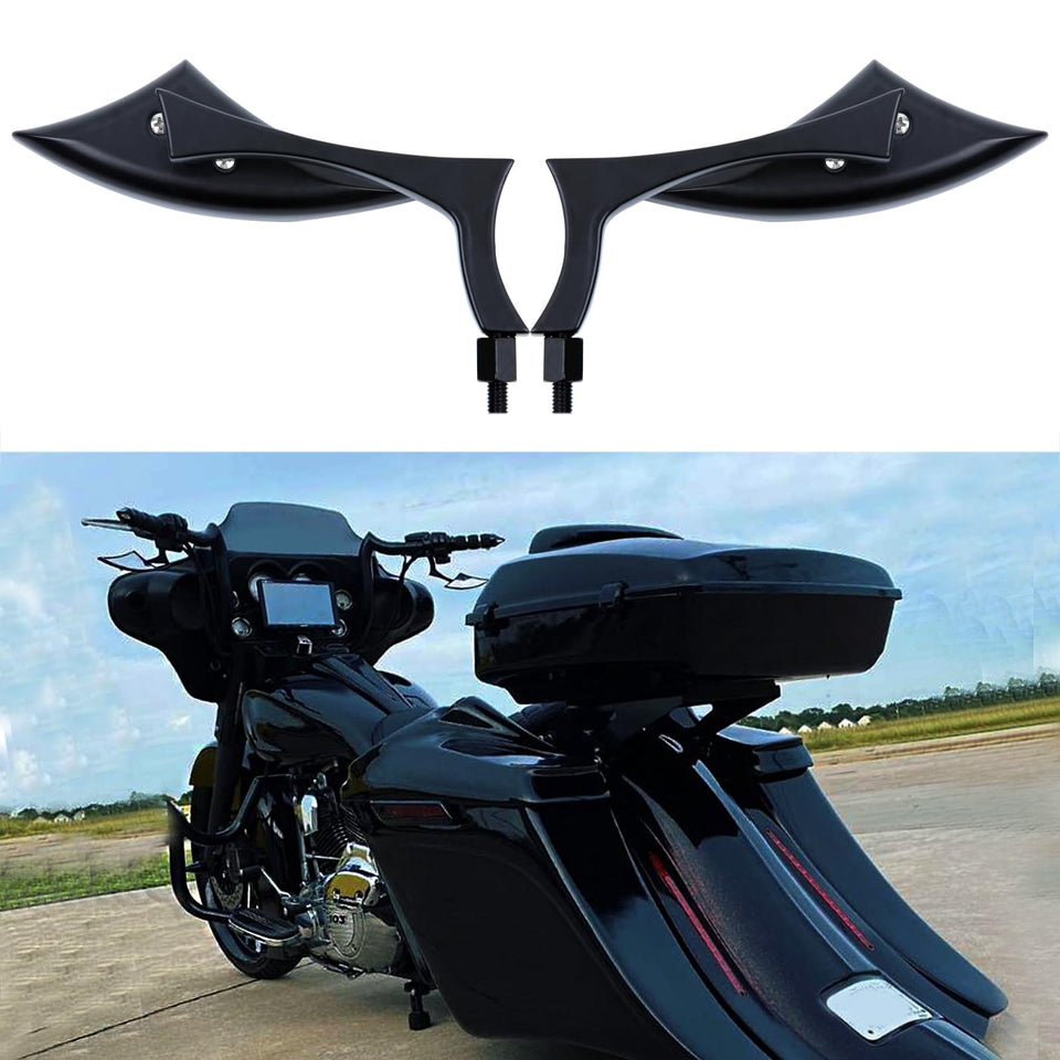 MISS MOLY front view of mirror pair showing sleek black finish and improved visibility