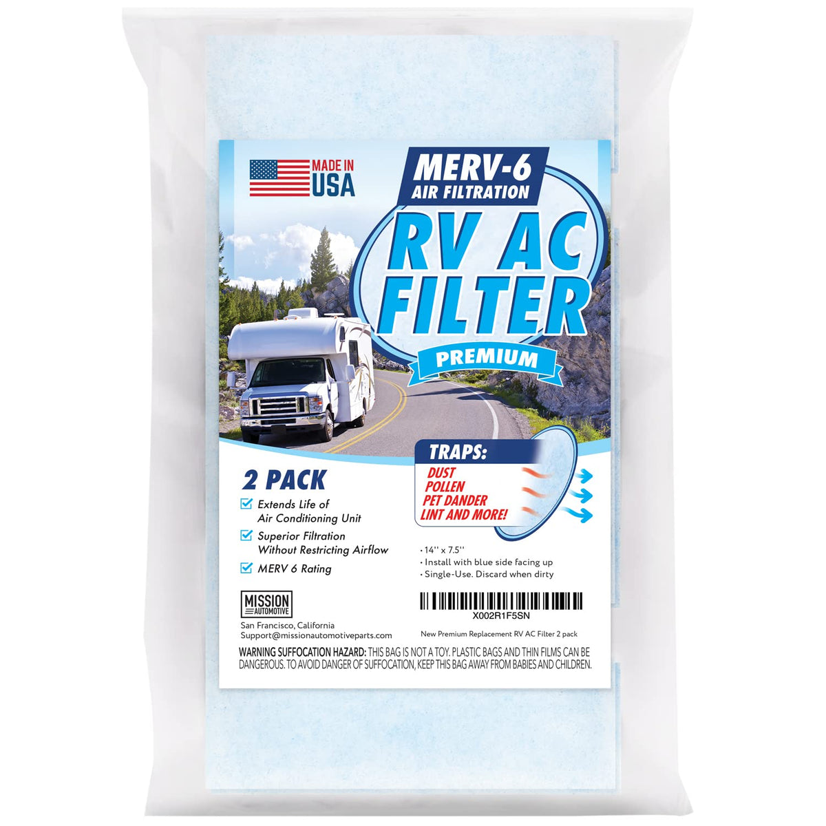 Mission Automotive filter in RV interior improving cabin air quality during travel