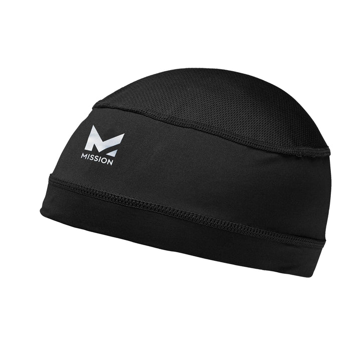 MISSION front view of black helmet liner showing slim fit and coverage