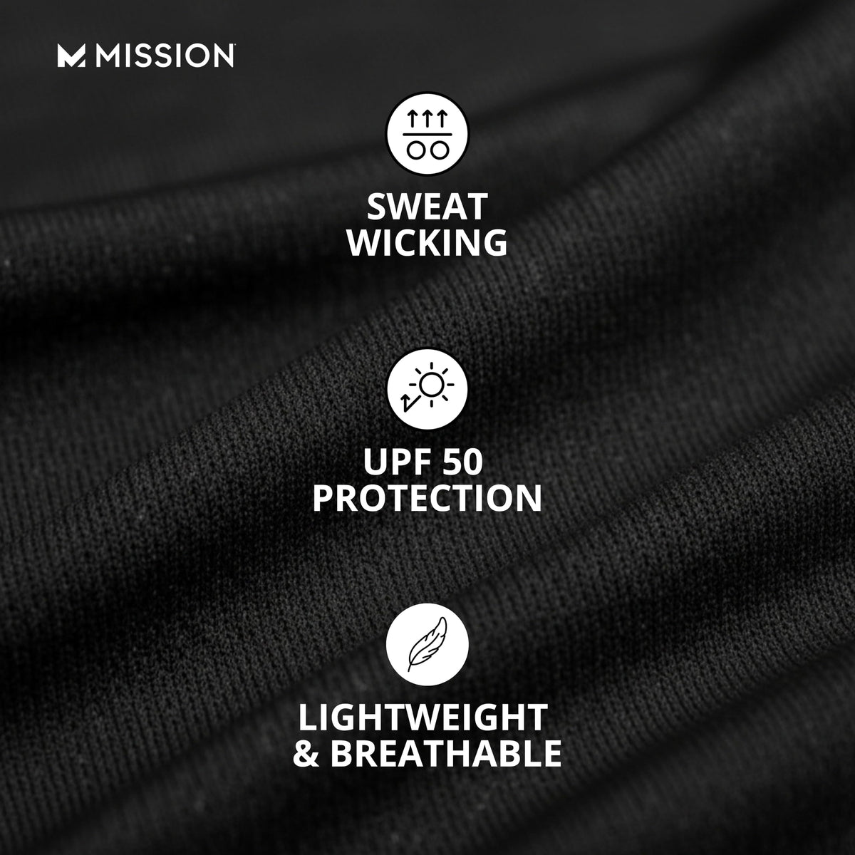 MISSION close-up of cooling fabric texture highlighting breathable comfort