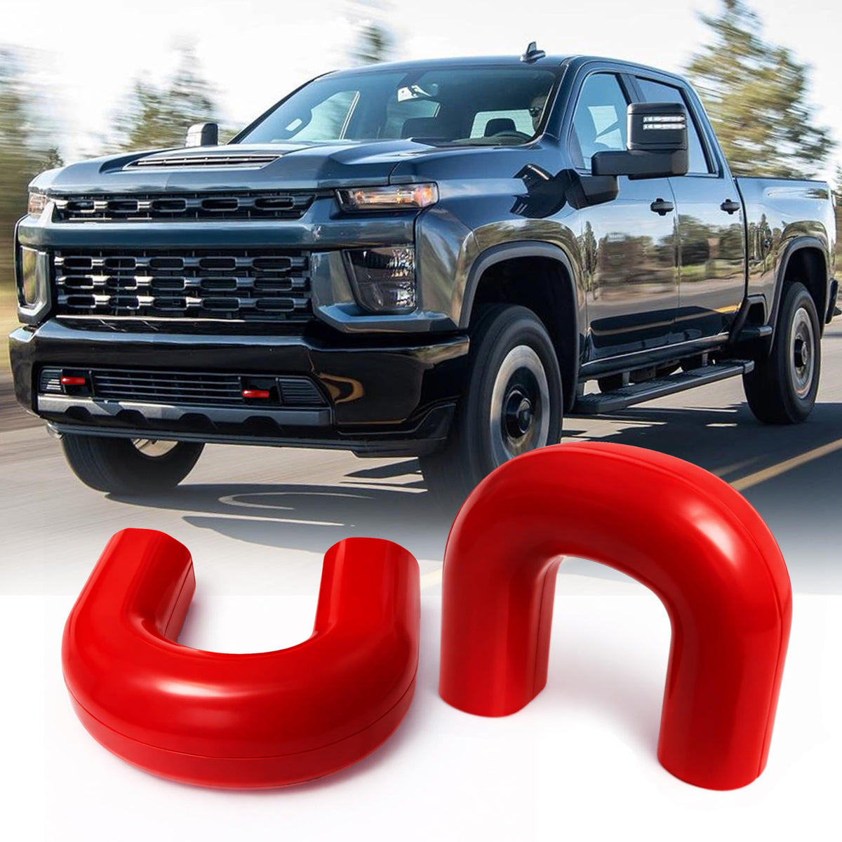 MITANLUXI front bumper fit showing flush red tow hook cover benefit of clean appearance