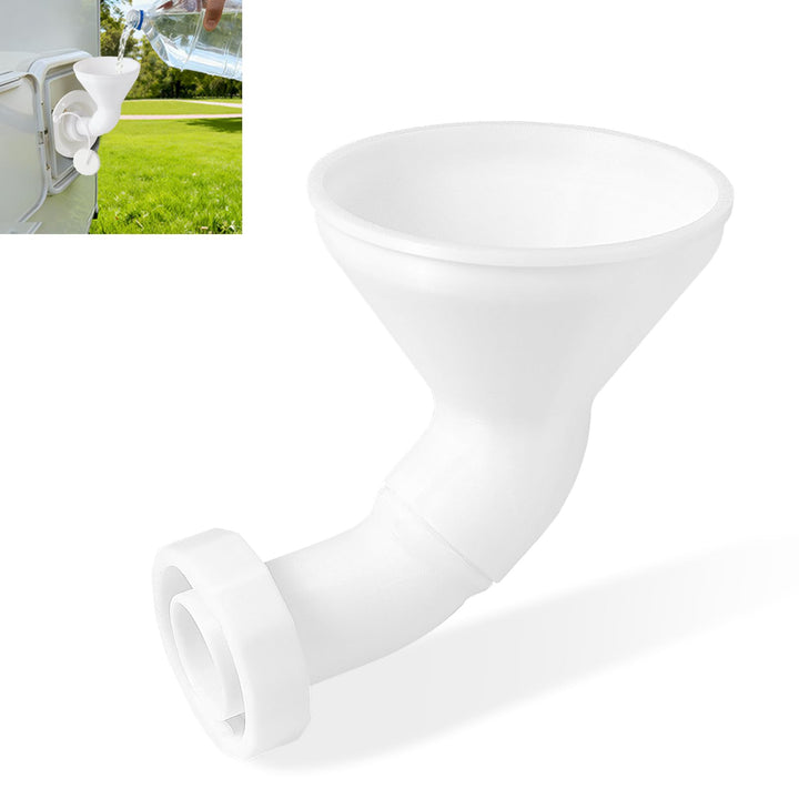 MITCHENIFY funnel front showing inlet attachment, secure hands‑free benefit