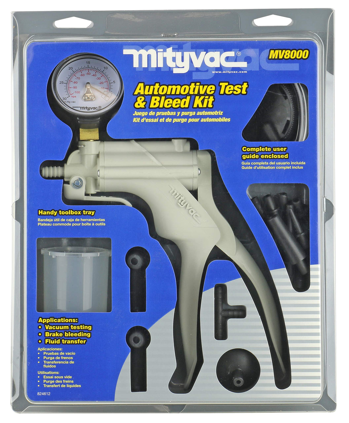 Mityvac 4.5oz fluid reservoir with brake fluid showing clean collection advantage