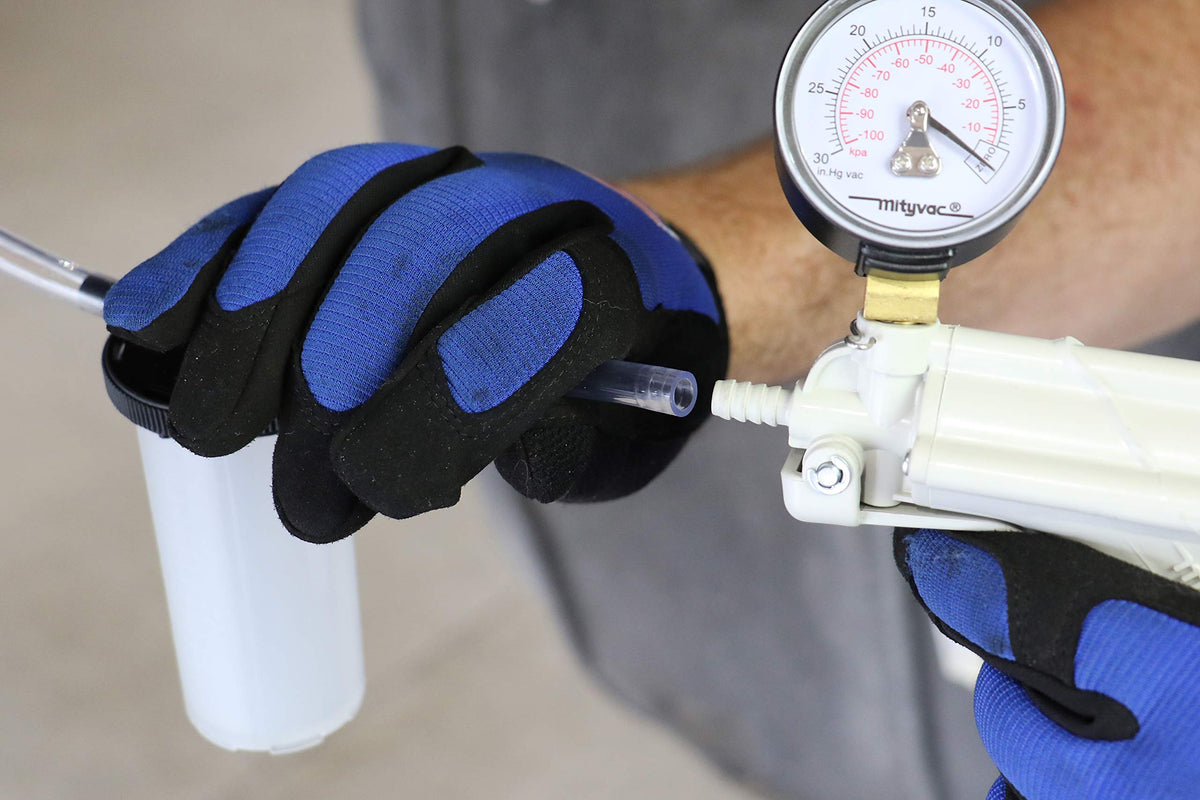 Mityvac hose and adapter connection detail ensuring secure, leak-free fit