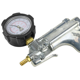 Mityvac pump in use bleeding a brake caliper for one-person, efficient fluid removal